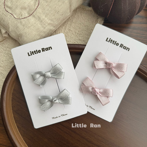 Little Ran 韩版简约蝴蝶结发夹女甜美丝带发饰头饰发卡