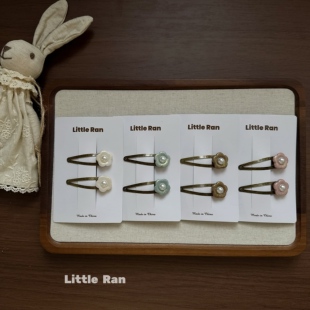 Ran小众花朵珍珠发夹女童对夹发饰宝宝刘海夹简约甜美 Little