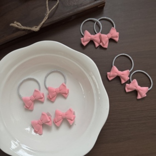 Ran可爱粉色蝴蝶结发圈女童儿童头绳发饰百搭蝴蝶结发夹 Little