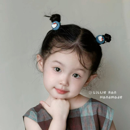 Little Ran牛仔可爱发饰凯蒂猫高弹不伤发头绳女童甜美可爱皮筋
