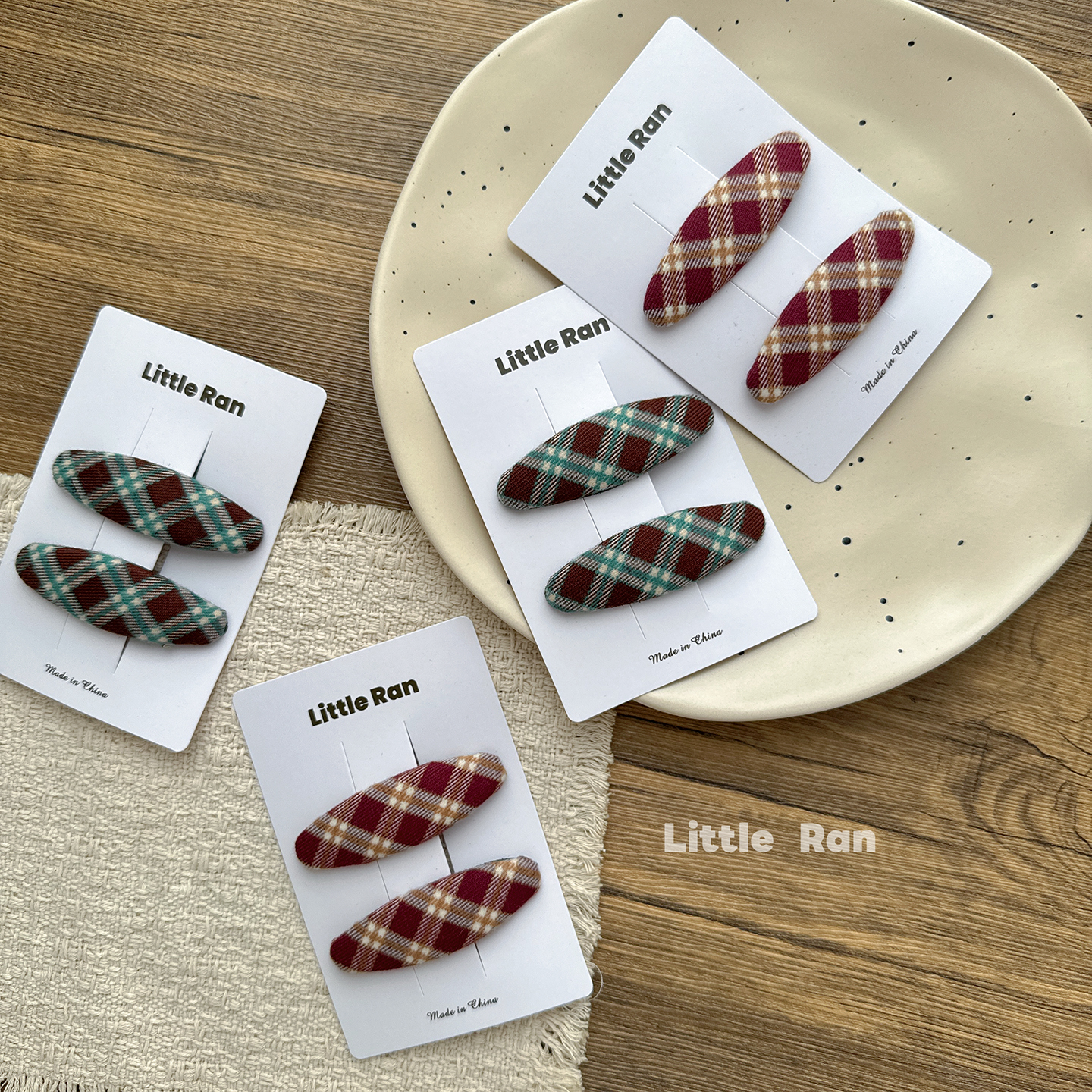 Little Ran儿童格纹发饰可爱气质发夹女童BB夹宝宝发卡婴幼儿发饰