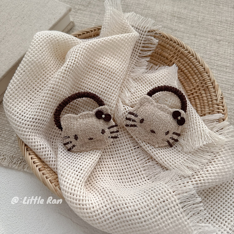 Little Ran儿童发饰可爱卡通毛绒小猫发圈宝宝扎头发头绳皮筋女童