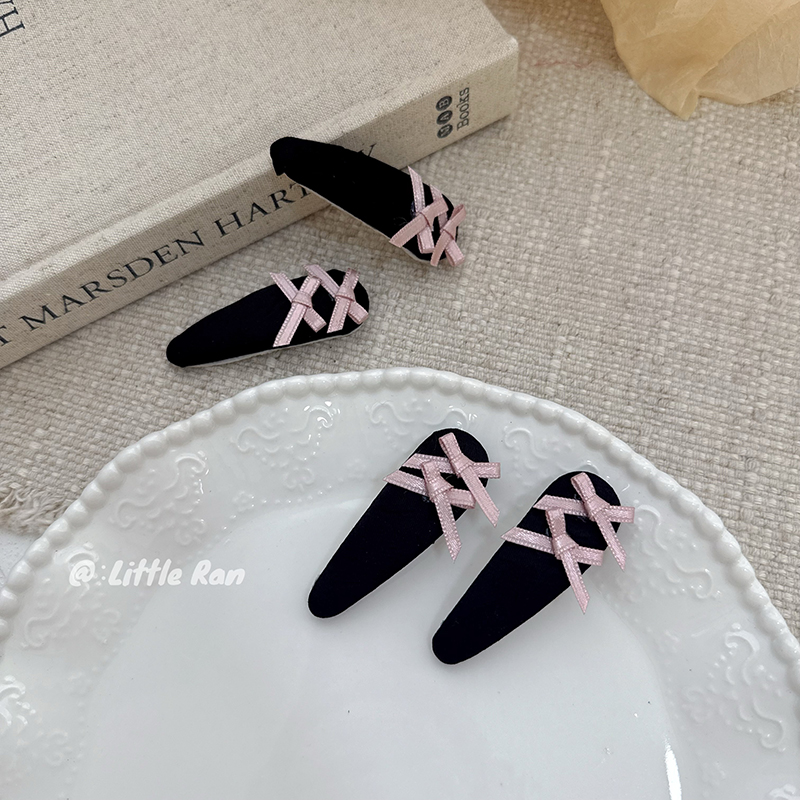 Little Ran芭蕾蝴蝶结发夹BB夹复古百搭气质经典刘海夹甜美碎发卡