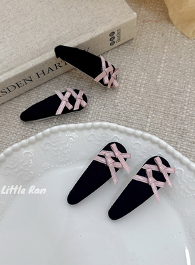Little Ran芭蕾蝴蝶结发夹BB夹复古百搭气质经典刘海夹甜美碎发卡