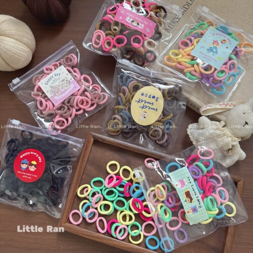 Little Ran儿童彩色发圈拇指圈不伤发高弹力小号发绳宝宝耐用皮筋