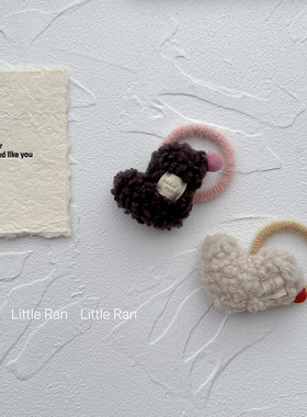 Little Ran秋冬新款毛绒爱心发圈儿童可爱扎头发皮筋宝宝头绳