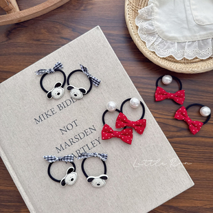 Ran早秋儿童发饰可爱小狗发圈女童甜美可爱宝宝高弹力皮筋 Little