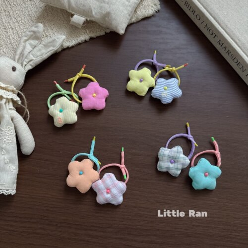 Little Ran 可爱五角星发圈女童彩色布艺头绳儿童发饰幼儿园皮筋