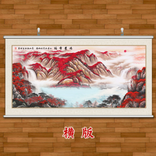 饰画鸿运当头客厅挂画 好运贴纸山水风景画中国风墙贴电视背景墙装