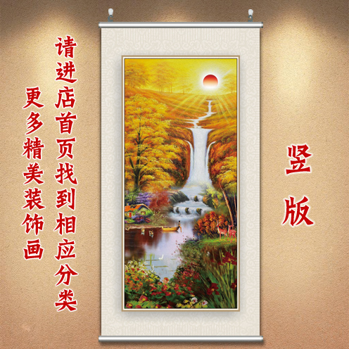 欧式装饰画玄关挂画布艺油画艺术画餐厅挂画书房卷轴画办公室壁画图片