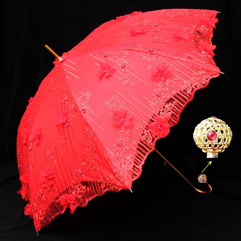 结婚红伞婚伞新娘伞红色中式婚礼婚庆出嫁陪嫁出门双层红雨伞喜伞