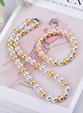 花千树珠宝 白蝶皇后白金项链S家珍珠项链女锁骨链时尚简约颈链