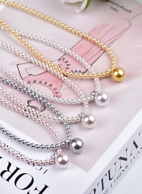 花千树珠宝 法式baby珍珠项链戴妃吊坠女轻奢高级感锁骨链气质