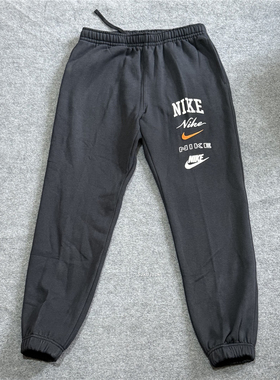 Nike CLUB耐克针织休闲运动logo印花加绒保暖束脚长裤 FN2644-010