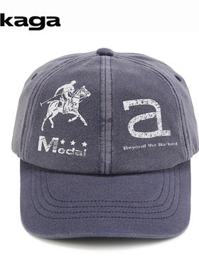 KAGA官方 【Glory】水洗蓝做旧印花棒球帽 卫衣面料棒球帽