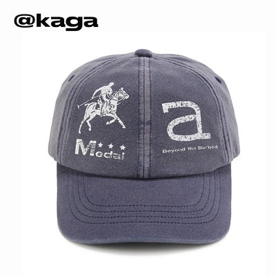KAGA水洗蓝做旧印花棒球帽