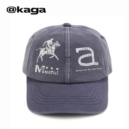 KAGA水洗蓝做旧印花棒球帽