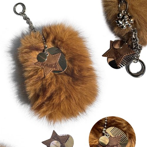 官方正品KAGA 仿皮草毛绒零钱收纳包 日常造型搭配