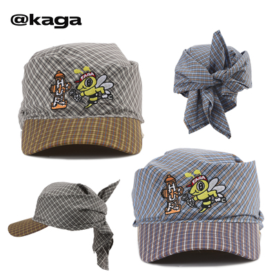 KAGA弧檐格子头巾帽包头帽