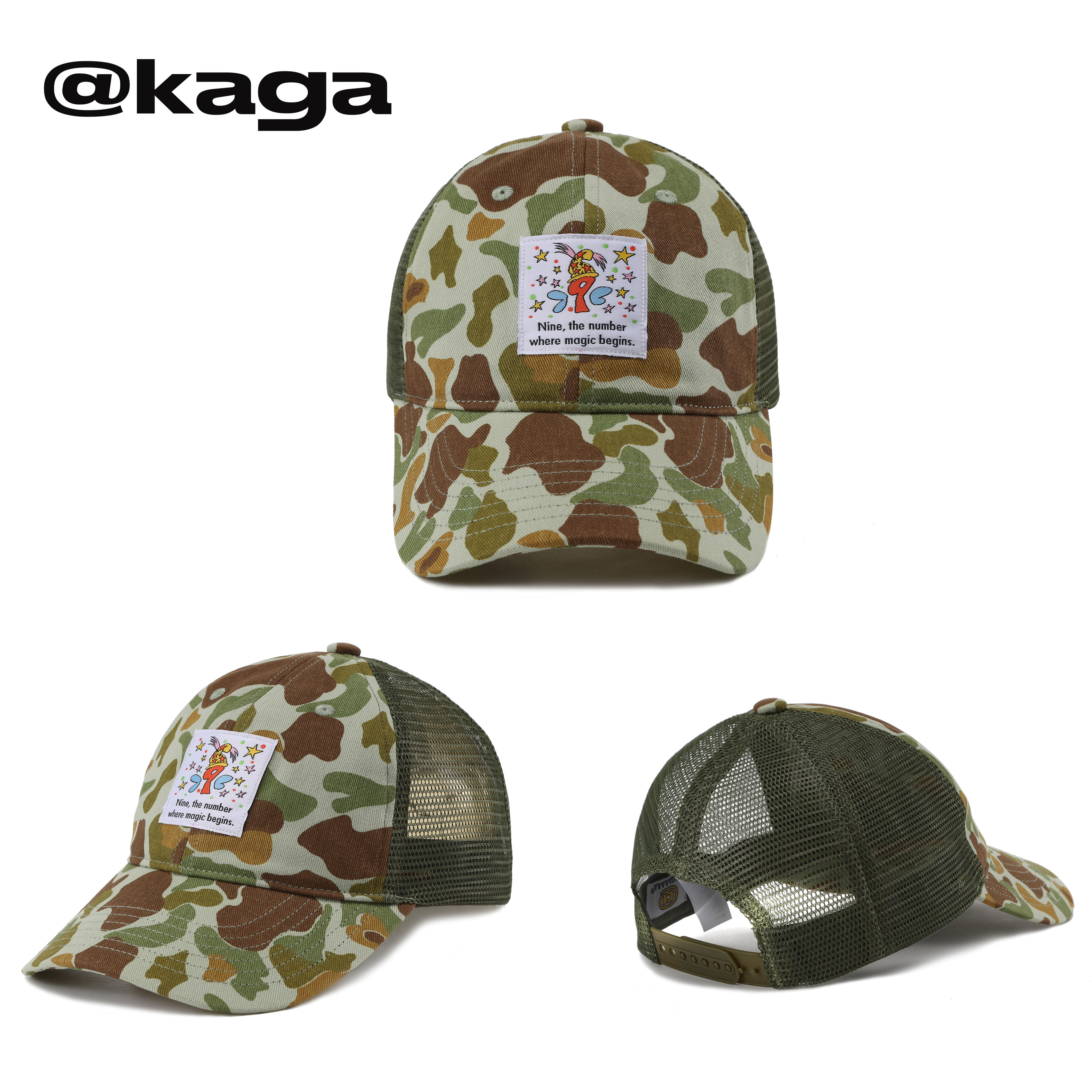 KAGA官方 【Lucky Nine】迷彩街头六片棒球帽卡车帽