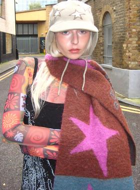 官方正品KAGA 【DOLL ELF】马海毛保暖针织提花宽围巾 unisex