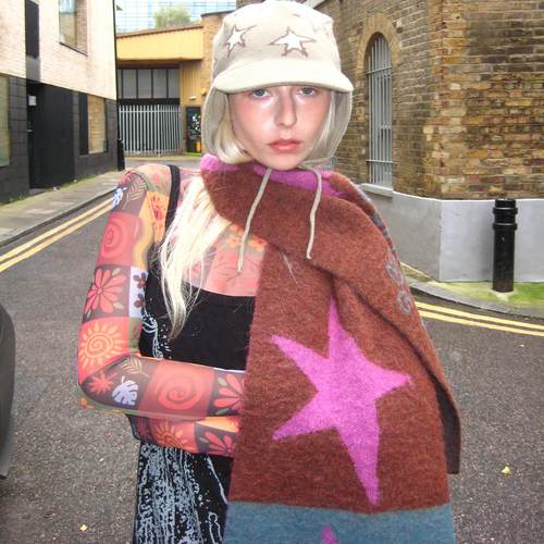 官方正品KAGA 【DOLL ELF】马海毛保暖针织提花宽围巾 unisex