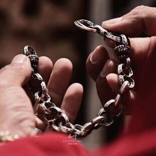 主师原创西藏行密藏探秘手工尸陀林主系列纯银镇魂金刚链手链百搭