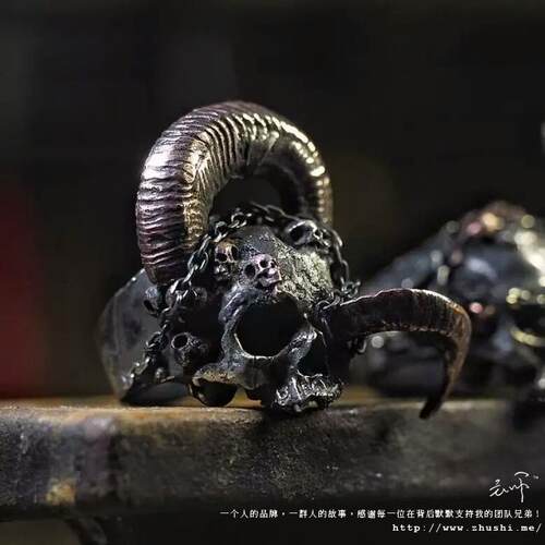 手工骷髅主师925纯银复古情侣