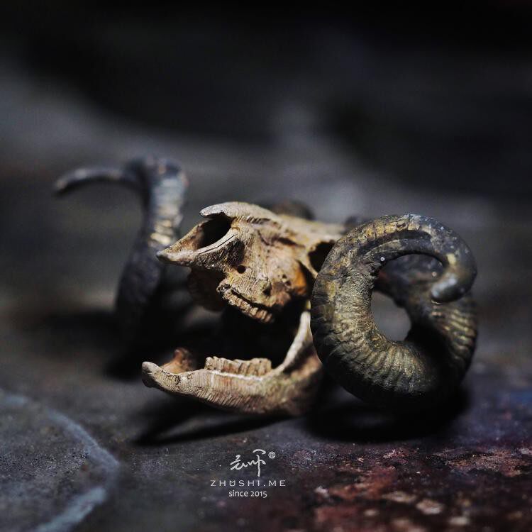 主师纯手工制作925银分体焊接暗黑西方精修羊头复古项链吊坠饰品