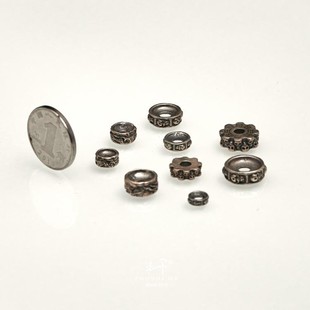 主师原创「尸陀林主」文玩金刚菩提DIY隔珠纯银暗黑手串佛珠配件