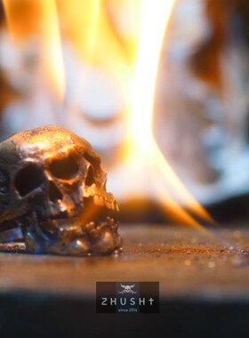 主师2026原创设计手工精修手雕款纯银s925复古三骷髅面孔订做戒指