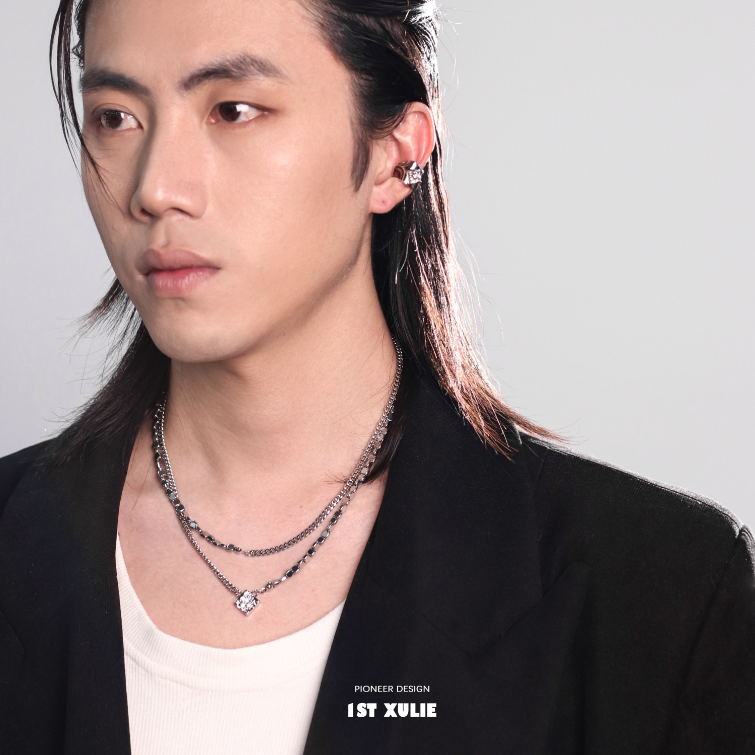 1STXULIE 오리지널 목걸이 틈새 디자인 더블 레이어 다이아몬드 콜드 스타일 남여 Y2K 남성과 여성