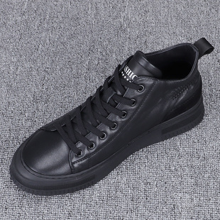 百搭真皮板鞋 新款 软底牛皮休闲鞋 纯皮男士 子 高帮鞋 单鞋 男2025秋季