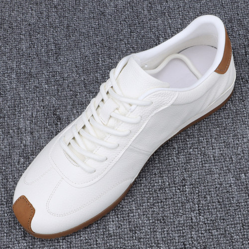 夏季薄款透气男士瘦版真皮小白鞋