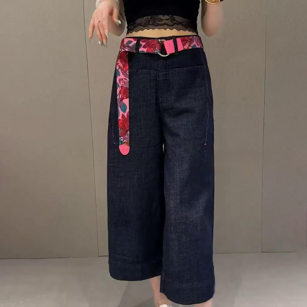 高腰宽松显瘦8分牛仔裤女图片