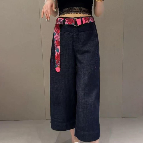 高腰宽松显瘦8分牛仔裤女