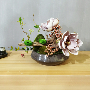 仿真花新中式客厅茶几玄关禅意装饰花样板房假花摆件餐桌花艺摆u.