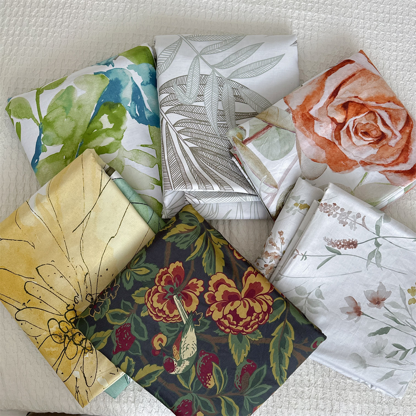 多款孤品，外贸尾料纯棉贡缎60支田园简约单人被套被罩150x200cm