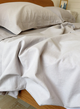 出口原单~外贸55%亚麻纯棉灰色简约纯色双人大被套被罩230x240cm