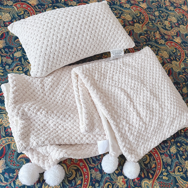 ins风~外贸出口尾货雪尼尔厚款毛球休闲毯沙发盖毯装饰绒毯简约