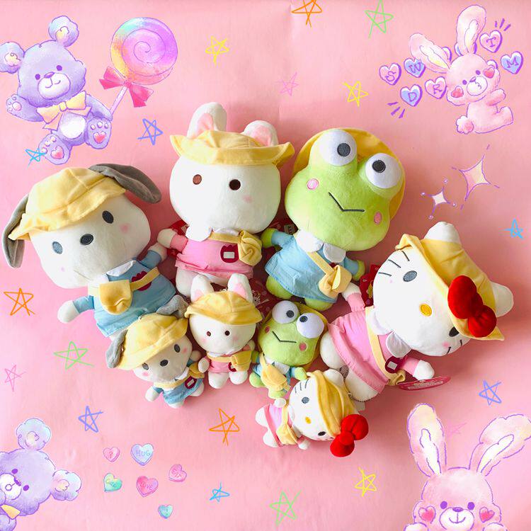 日本小黄帽怀旧学校CheeryChums兔仔 青蛙 猫咪 狗狗毛绒公仔挂件