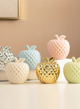 跨境陶瓷多色苹果工艺品摆件现代简约家居客厅桌面装饰圣诞节礼物
