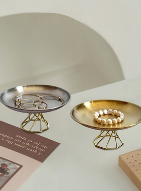 跨境中东八边高脚金属首饰盘收纳饰品收纳盘家居室内桌面装饰摆件