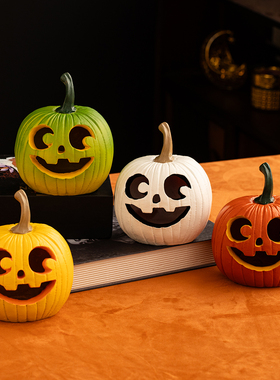 跨境万圣节南瓜摆件四色彩色创意装饰树脂摆件家居桌面丰收节摆件