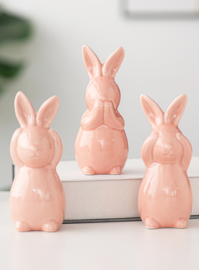 不听不看不说兔子造型北欧家居摆件客厅电视柜复活节跨境热卖饰品