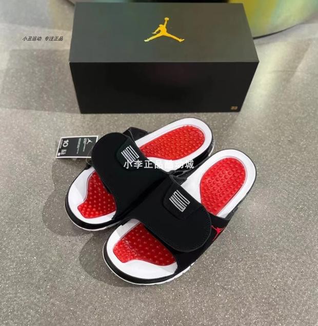 nike耐克拖鞋男鞋jordan aj11康扣黑红魔术贴运动凉拖aa1336-006