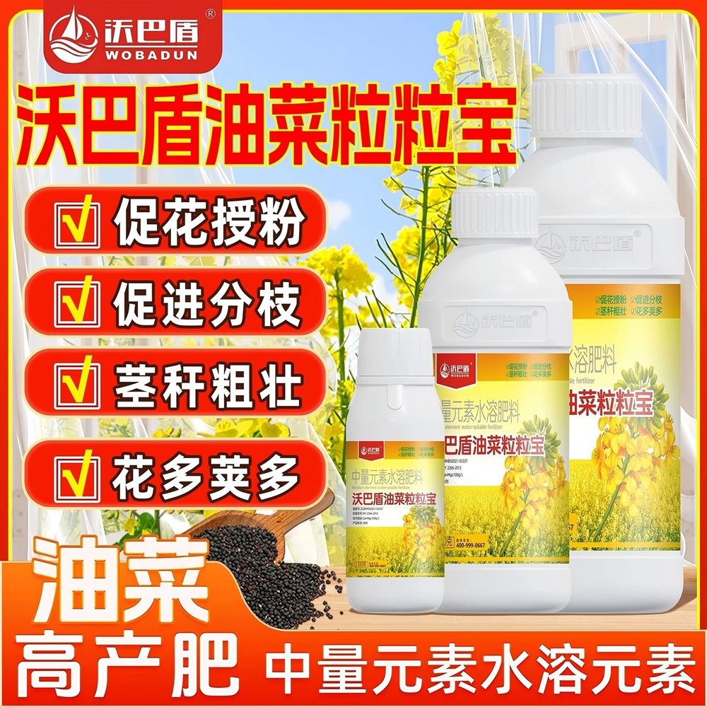 沃巴盾油菜粒粒宝促花授粉茎秆粗壮提质稳产籽粒饱抗倒伏叶面肥料