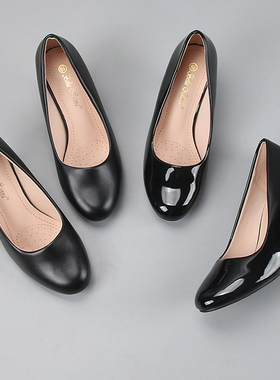 黑色高跟鞋女外贸美国单细跟通勤OL职业面试学生工作鞋大码单鞋女