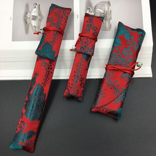 君颜家 桑蚕丝真丝香道用具收纳袋 黑檀卧香炉线香盒香筒文玩布袋