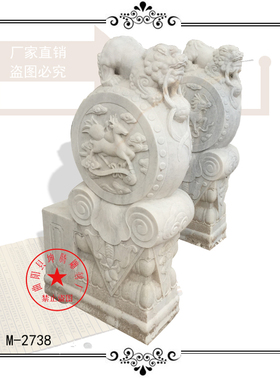石雕抱鼓门墩  仿古石雕门墩中式小狮子抱鼓石门口摆件雕花石鼓
